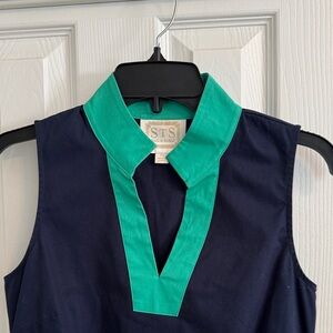 Sail to Sable Navy and Green Sleeveless Dress Size XS